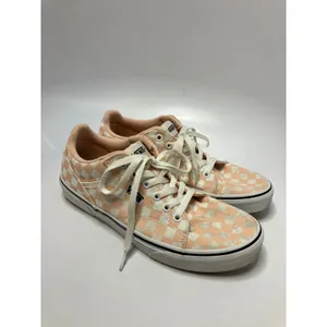 Vans peach &‎ white checkered sneakers women's size 10 skateboard punk trendy thumbnail 3