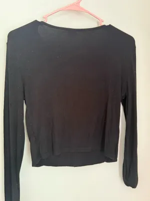 No Boundaries Black long sleeve crop top thumbnail 2