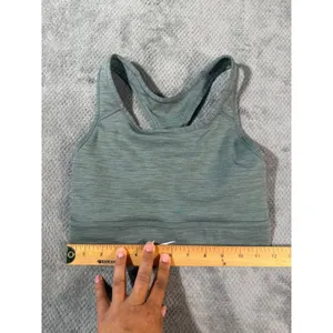Nike Sz Small Green Heather Racerback Sports Bra Swoosh Stretch Workout Unpadded thumbnail 7