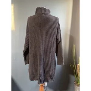 American Eagle Charcoal Grey Ribbed Turtleneck Sweater Dress Midi‎ Length Size M thumbnail 3