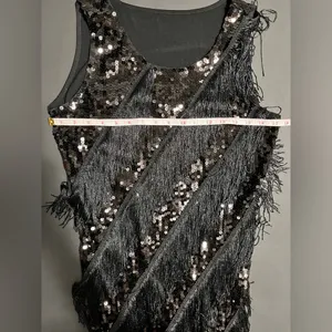 FORUM Roaring 20’s Gatsby Flapper Fringe Black Vintage Dress Women’s Sz XS EUC thumbnail 6