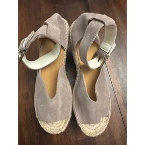 Soludos women's positano suede platform wedges espadrilles size 7 in ash gray thumbnail 2