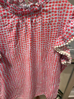 THML Ruffle Sleeve Blue and Red Polka Dot Blouse thumbnail 2