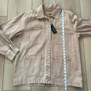 Blank NYC NWT Garment Dye Acid Wash Twill Shirt Jacket in Stoned Size Medium thumbnail 14