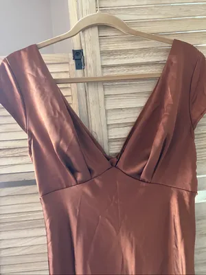 Women's Rust Satin V-Neck Evening Dress Medium NWT thumbnail 5