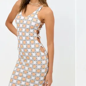 FRNKIES BIKINIS Floral Sterling Terry Midi Side‎ Cutout Dress Size Medium thumbnail 3