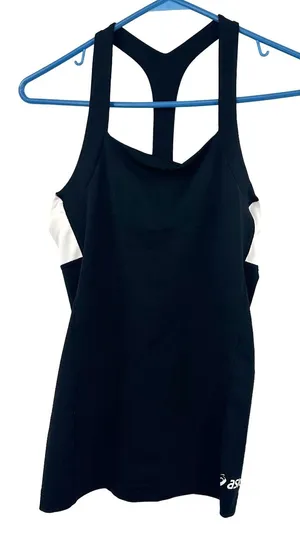 Asics Size Small Tank Black White Racerback‎ Activewear Gym Running Athleticwear thumbnail 1