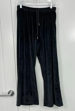 Victoria's Secret PINK Medium Black Y2K Velvet Wide Leg Pants with Pockets thumbnail 1