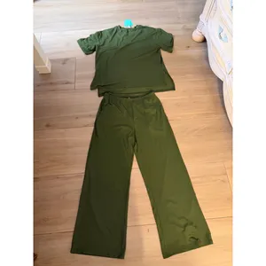 NEW Soft 2 Pc Lounge Set Pajamas Knit Short Sleeve Top & Long Pants M thumbnail 4