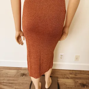 [Superdown] Copper Metallic Arima Halter Neck Knit Midi Sweater Dress Sz Small S thumbnail 8