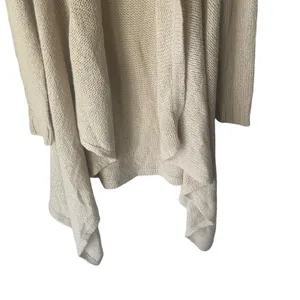 Womens Cream‎ Waterfall Open Front Cardigan Textured Knit Drape Sweater Long Sl thumbnail 3
