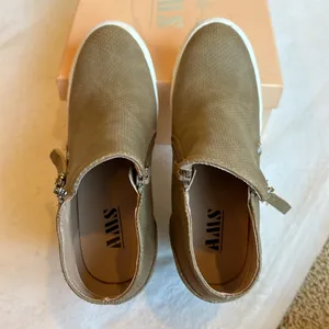 New Tan Sneaker Booties with wedge heel by AMS JANNA-2 Mid size 8 thumbnail 6