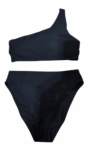 Tory Burch One Shoulder Bikini Top & High Waisted Bottoms Black Women's Size Sm thumbnail 1