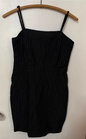 Forever 21 Black Pinstripe Mini Dress thumbnail 1