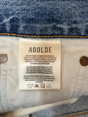 AGOLDE 90's Crop Mid-Rise light blue distress Loose Straight Jean denim size 28 thumbnail 11