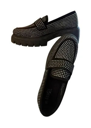 Rouge Helium Loafers Womens Size 10 EU40 Black Rhinestone Platform Chunky Sole thumbnail 1