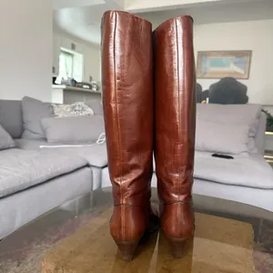 Vintage Gucci Tall Brown Leather Riding Boots 35.5 5.5 thumbnail 6