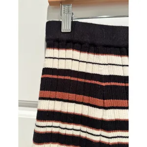 La February Striped Ribbed Knit Maxi‎ Skirt Black Cream Rust Small Boho Prairie thumbnail 5