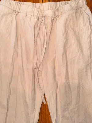 Women linen Lightweight Drawstring Pants — Cream Size M thumbnail 2