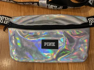 Pink Victoria's Secret Belt Bag Womens Small Silver Holographic Fanny Pack Logo thumbnail 2