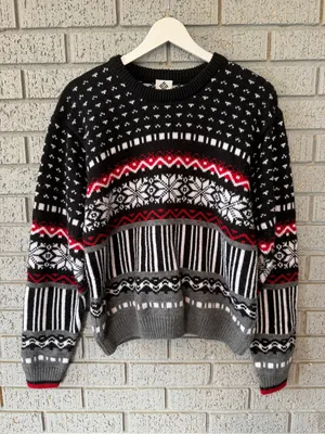 VTG Columbia Knit Sweater Fair Isle Crewneck 80s Cropped Fit thumbnail 2