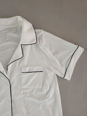 New Women's White Button-Front Short Pajama Set Size Xs/S thumbnail 5