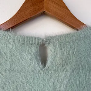 Anthropologie Rosie Neira Aubade Mint Green Fuzzy Sweater SP Small Petite thumbnail 9