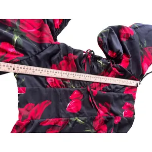 Boohoo Dress 16 Milkmaid Balloon Sleeve Romantic Dark‎ Florals Gothic Victorian thumbnail 7