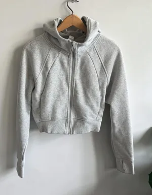 Ododos Women Gray Full Zip Cropped Hoodie Athleisure Sweatshirt Size S thumbnail 1