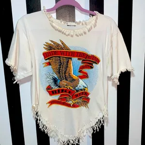 Rare Custom Fringe 1997 Daytona Bike Week Bald Eagle Vintage Cotton Tee Shirt thumbnail 1