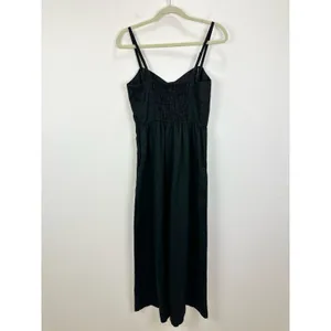 Madewell Sleeveless Wide Leg Jumpsuit 100% Linen Black Pockets Flowy US 12 NWT thumbnail 11
