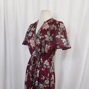 TOMMY BAHAMA Painted Petal Midi Floral Dress Metallic Embellished Beads X-Small thumbnail 6