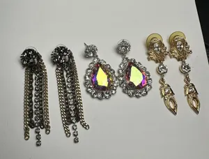 Sparkly Statement Rhinestone Mix Dangle Drop Pierced Earrings Lot Of 3 thumbnail 1
