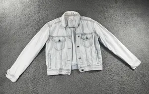 American Eagle Denim Jacket Women Medium Button Up Light Wash‎ thumbnail 1