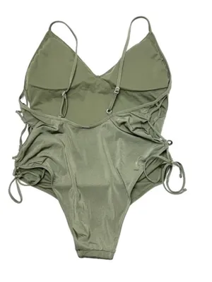 NWT Abercrombie One Piece Original Cheeky lace up tie sides swimsuit size XL NEW thumbnail 2