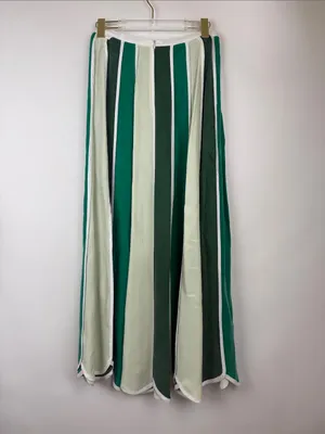 Free People Green & White Stripe Inez Skirt Set Size Small Crop Halter Top thumbnail 5