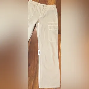 Zara Women's Beige Flat Front Cargo Pants thumbnail 7