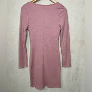 ASTR The Label Blush Ribbed Long Sleeve Bodycon Dress Knee Length Size M thumbnail 7