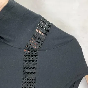 Fabletics Zarina T-Shirt Womens Large‎ Crochet Inset Stipe Activewear Athleisure thumbnail 2