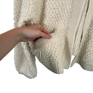 Aerie Chelsea Jacket Cream Boucle Balloon Sleeve Popcorn Yarn‎ Womens Large thumbnail 4
