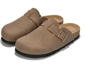 NIB Women's Tan Suede Clogs with a classic stylish look & vintage buckle design thumbnail 1