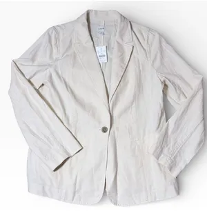 NWT J.Crew‎ Blazer Cream Beige Linen Cotton Size 10 Holland Preppy Career Jacket thumbnail 1