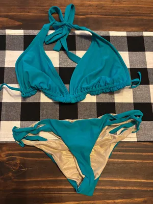Luli Fama small extra small teal bikini bottoms thumbnail 1