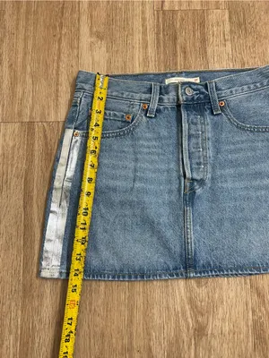 Levi'sw Light Blue Denim Mini Skirt with Silver Side Stripes thumbnail 4
