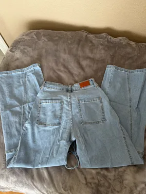 Light Blue Baggy denim Jeans with Drawstring Waist thumbnail 3