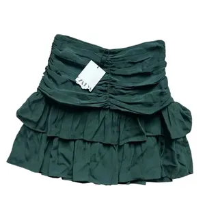 NWT Womens Zara Emerald Green Ruched Emerald Green Mini Skirt - Sz XS thumbnail 6
