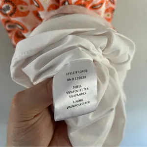 Slate & Willow Printed Ruffle Hem Cream Orange Midi Dress Formal Wedding Guest thumbnail 9