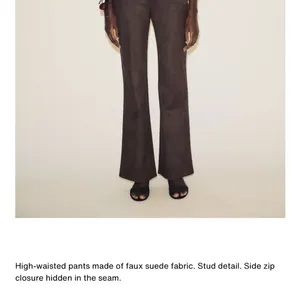 Zara NWT brown studded faux suede embellished pants thumbnail 3