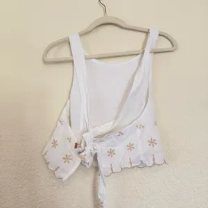 NWOT Free People Kayla Solid Embroidered Cropped Blouse Top thumbnail 5