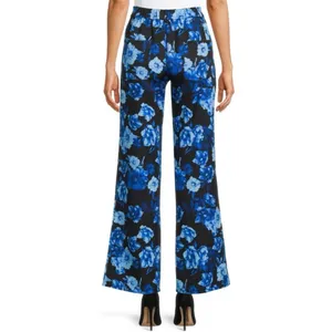 Area stars New Floral Print Work Pants Trousers Hannah Black Blue Size XL thumbnail 2